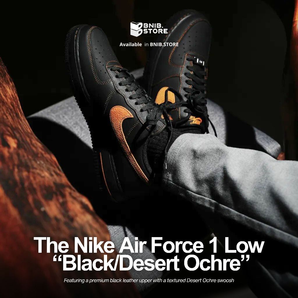 Sneakers pria Air Force 1 07 LV8 Black Desert Ochre Original
