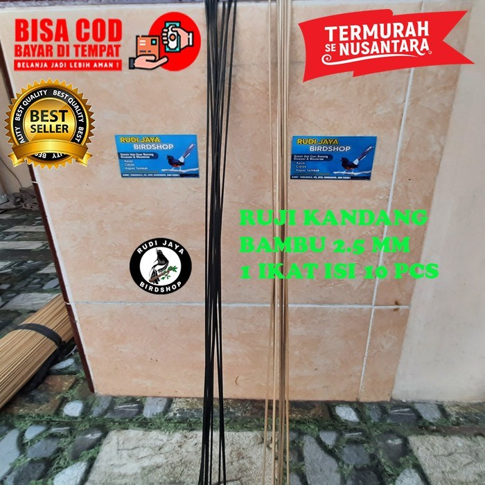 SANGKAR BURUNG JERUJI BAMBU PUTIH / HITAM 1 BATANG UKURAN 2 MM / 2.5 MM KANDANG BURUNG