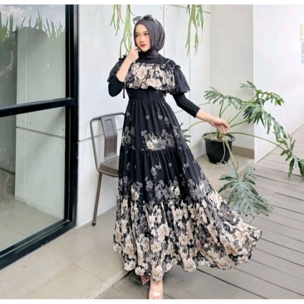 PROMO 12.12 OVERALL MOTIF SUMMER DRESS ZIPPER WANITA CANTIK CERUTY MEWAH / DRESS LEBARAN / OVERALL S