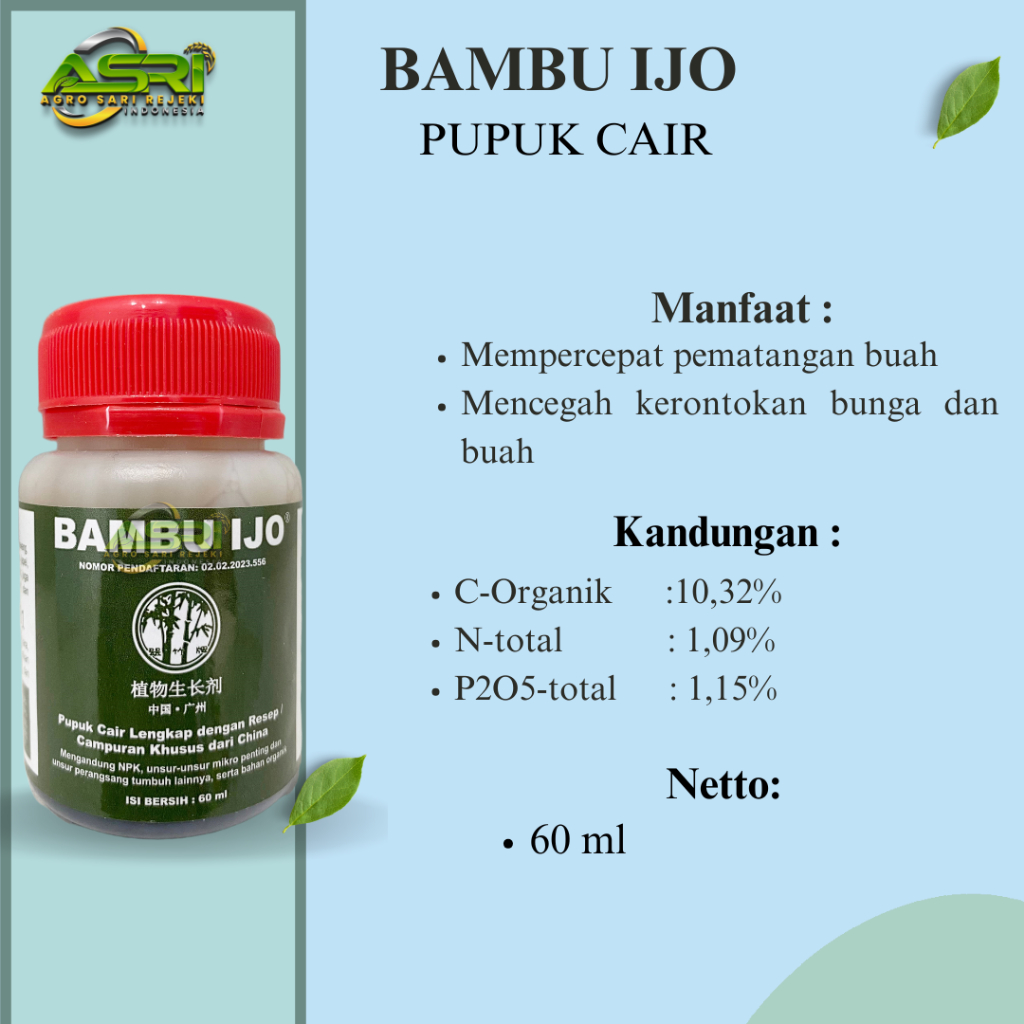 PUPUK ORGANIK CAIR (POC & ZPT) BAMBU IJO isi 60ml