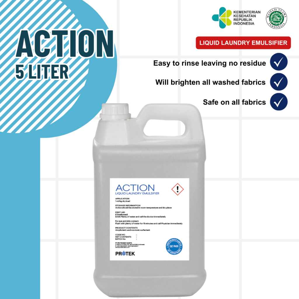 Protek Action Liquid Laundry Emulsifier 5 Liter Penghilang Noda Minyak & Lemak untuk Laundry