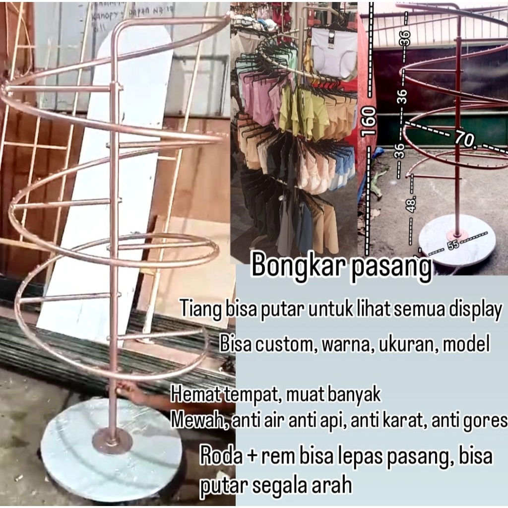RAK PUTAR MINIMALIS BONGKAR PASANG PAJANGAN ETALASE DISPLAY SEPATU TAS  CELANA CD BH LEMARI BAJU TIA