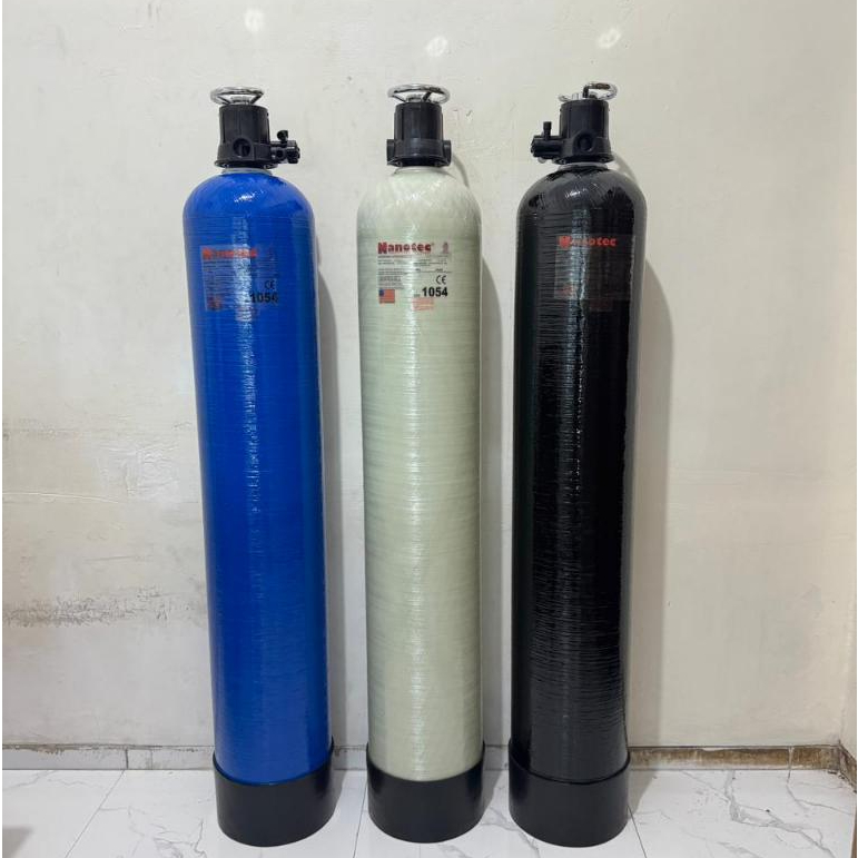 TABUNG FRP 1054 NANOTEC + KEPALA SOFTENER FILTER / TANK FRP NATURAL BIRU BLUE HITAM BLACK + HEAD SOF