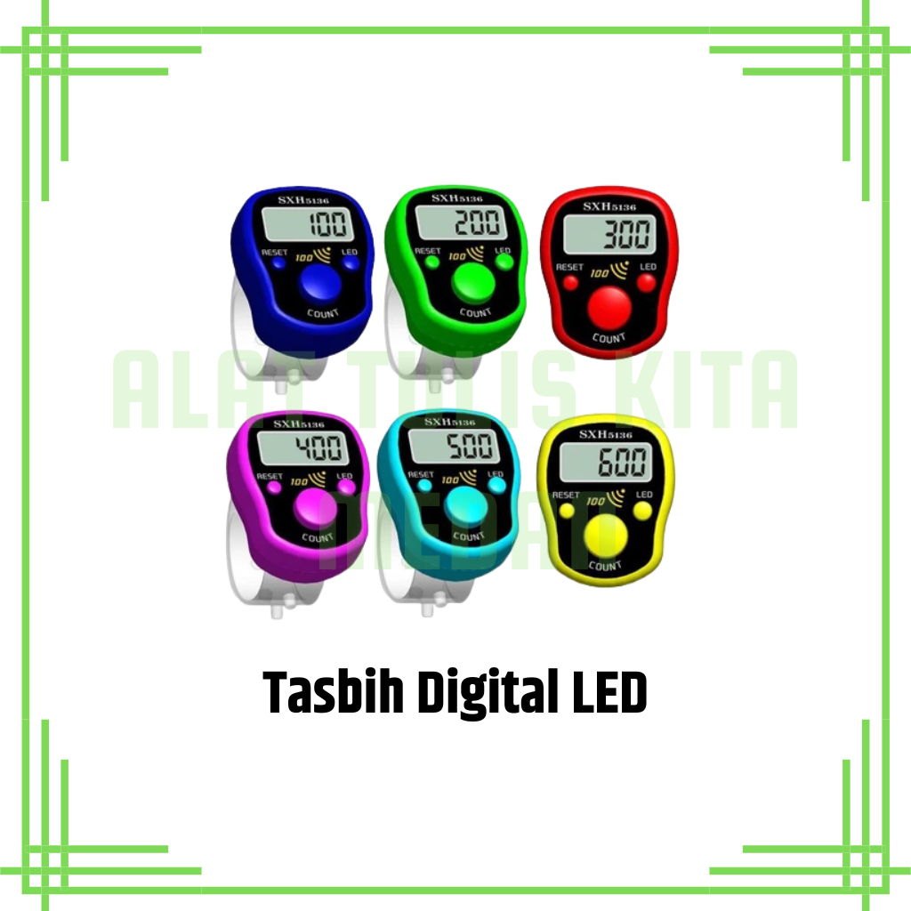 (1 Pcs) Tasbih Digital LED Alarm Bunyi Setiap Angka 100 / LED Finger Setiap 100 Alarm Bunyi