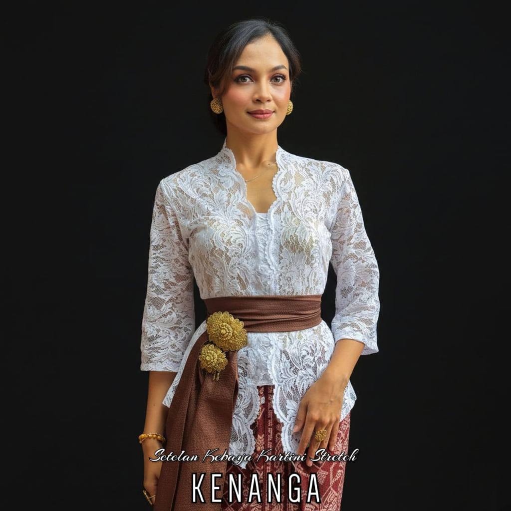 Setelan Kebaya Bali Kartini Kenanga Stretch Lengan Lonceng