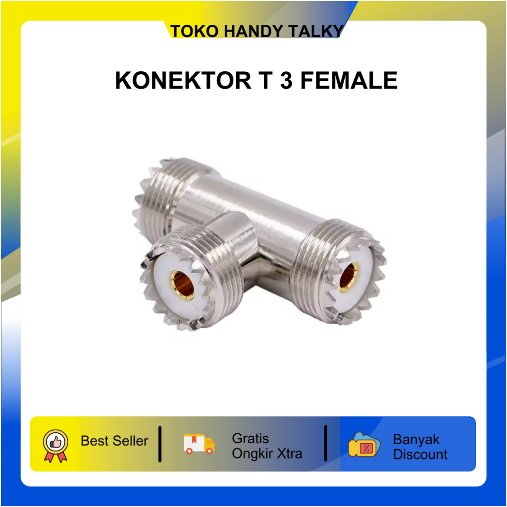 Konektor T PL Male To Double PL Female PL259 Soket T 3Female
