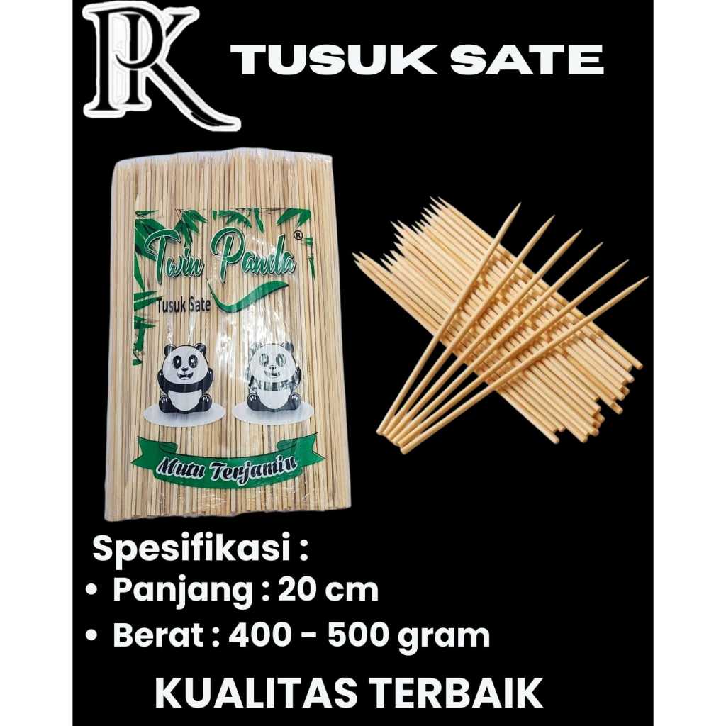 Tusuk Sate Tusuk Ayam Panjang 20cm Bambu TWIN PANDA Tusukan sate Ayam