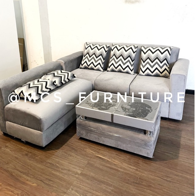Custom Sofa L Sudut Santa (bisa request warna) Free Meja Mebel Furniture Semarang