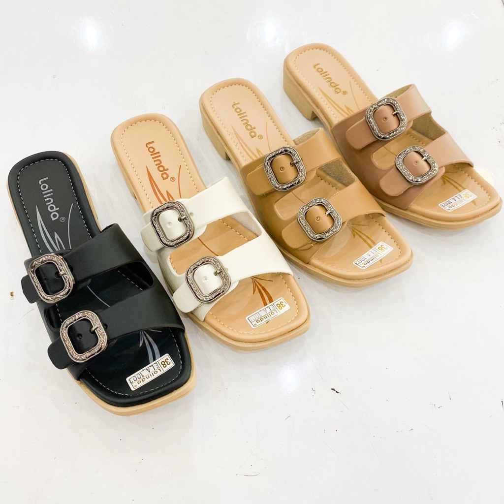 LOLINDA NEW SANDAL WANITA FLAT SLOP GESPER MURBELLA LOLINDA SENDAL SELOP WANITA FLIP FLOP ELA 1003