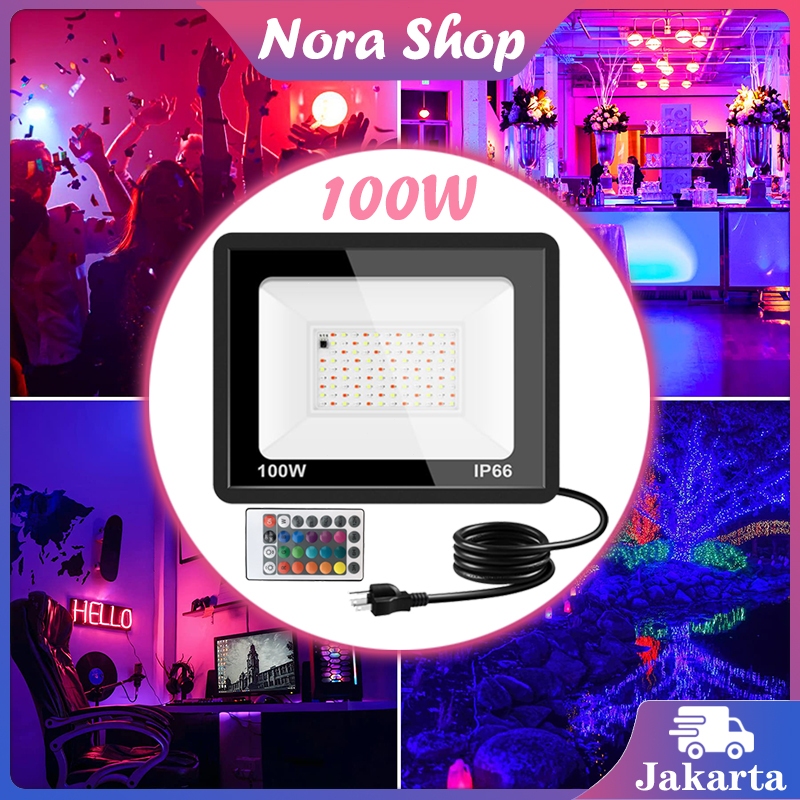 Outdoor Taman Rgb Slim Warna Warni / Lampu Sorot Rgb Warna Warni Led 100w