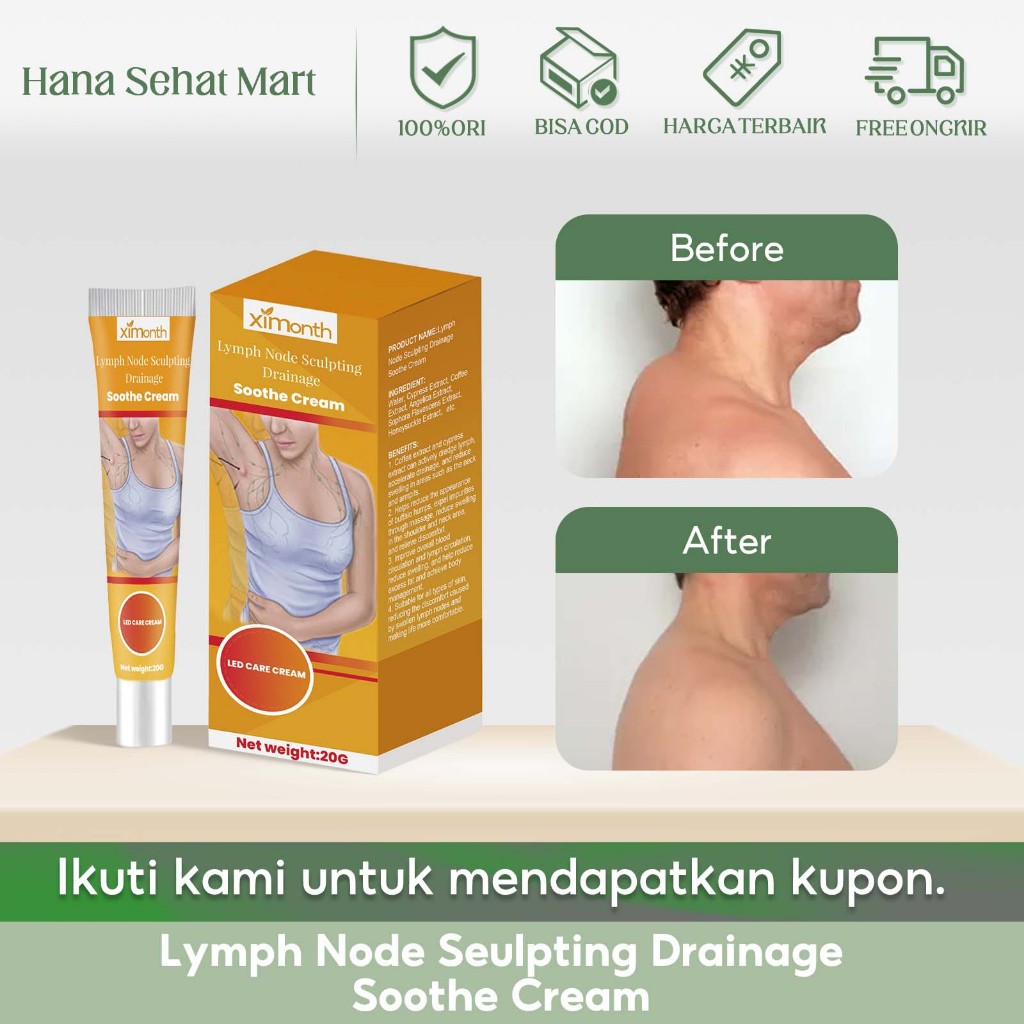Ximonth Lymph Node Seulpting Drainage Soothe Cream 20g Krim Penenang Limfatik Menghilangkan Benjolan