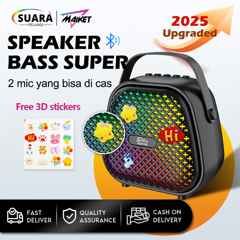 MAIKET Speaker Bluetooth Karaoke Super Bass 2 mic Portable Mini Advance MP3 Player Music Box Cute An
