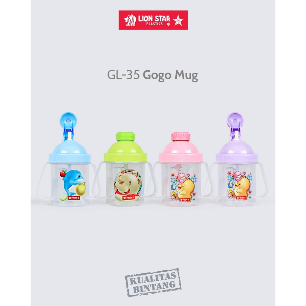 Botol Minum Sedotan Lion Star 250 ml | Gogo Mug untuk Anak-Anak / lion star mug plastik wadah tempat