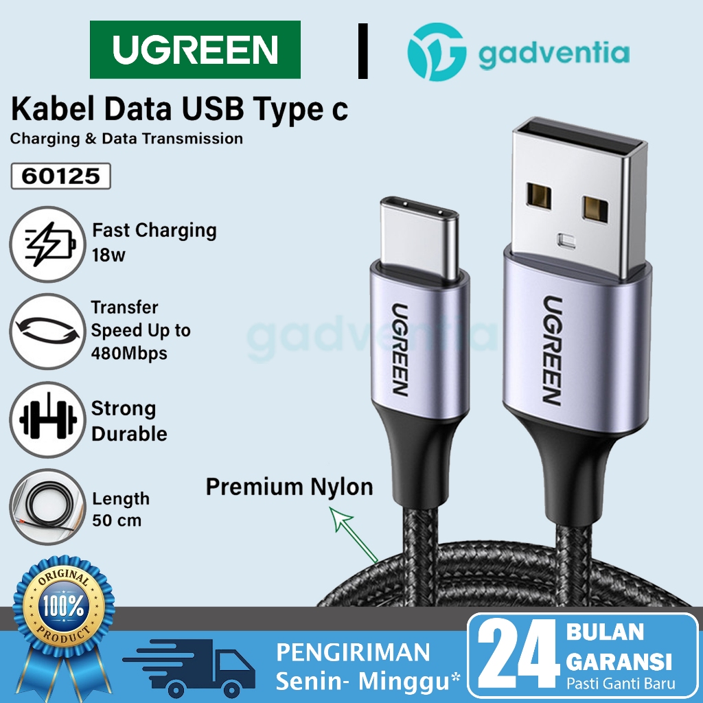 [ LIVE ] UGREEN Kabel Charger Pendek USB To Type C 18W Fast Charging Cable Transfer Data 3A Huawei S