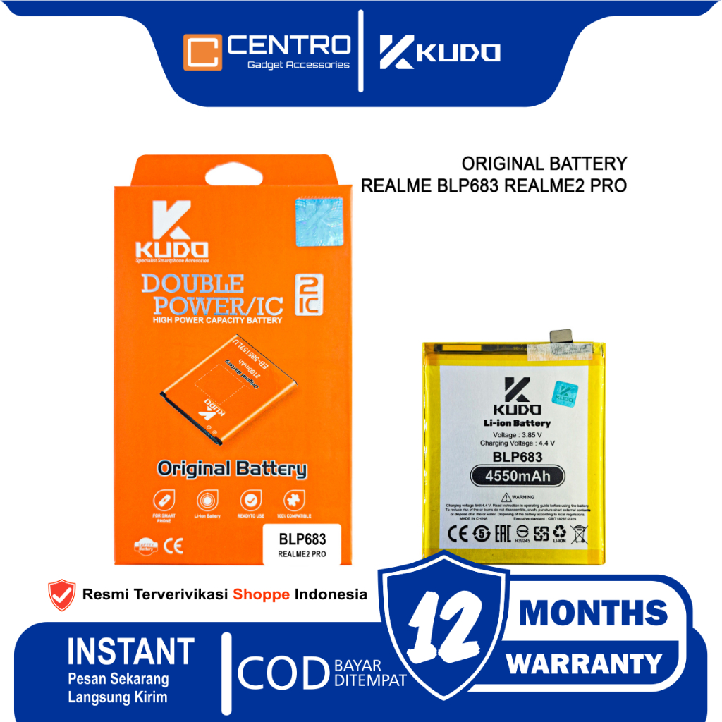 BLP683 Realme 2 Pro / Realme U1 Batre Batrai Baterai KUDO