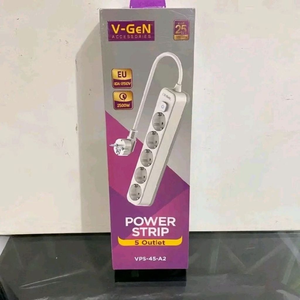 V-GEN VPS-45-A2 POWER STRIP 5 OUTLET//Terminal Listrik 2500W 220Cm