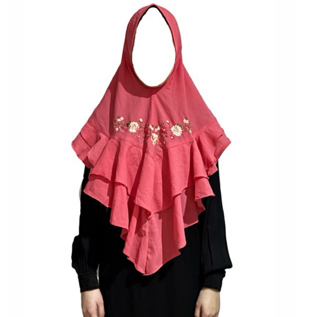 [PRELOVED] Hijab Syari pink motif bunga