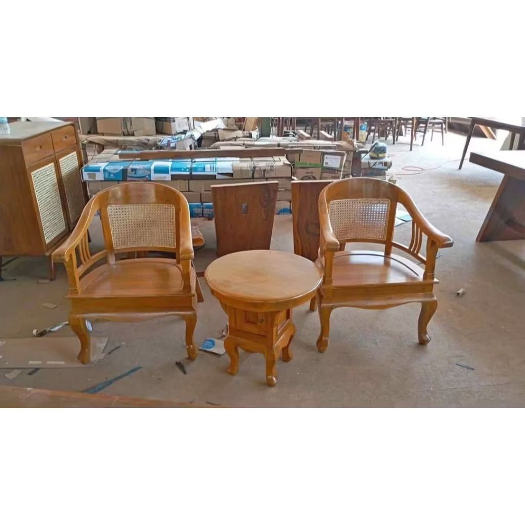 KURSI TERAS BETAWI KOMBINASI ROTAN | SET KURSI TERAS BETAWI WEBING ROTAN | KURSI TERAS ANTIK BETAWI 