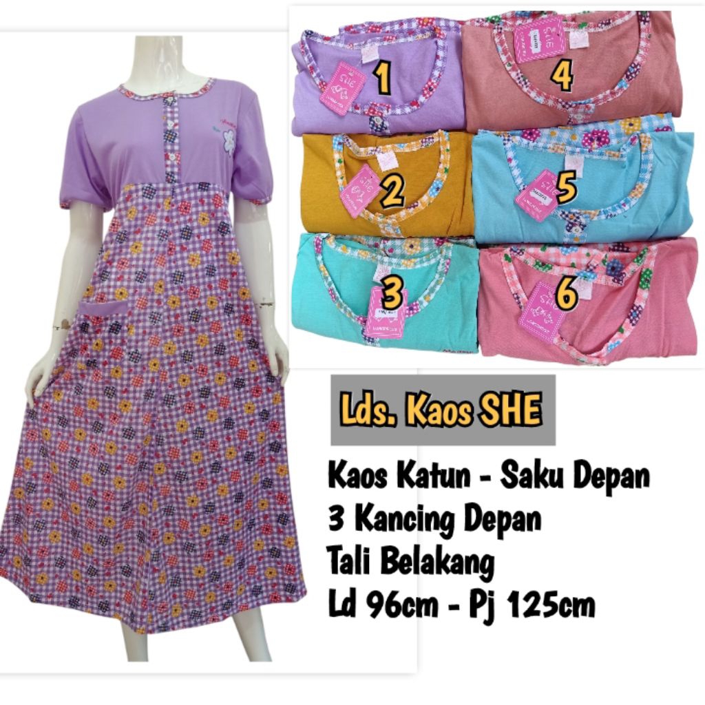Daster Kaos Panjang Sematakaki Lengan Pendek, Long dress Klok Busui