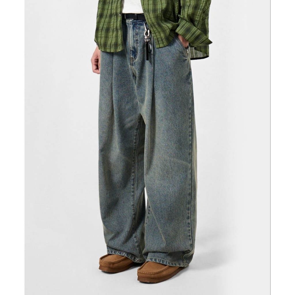 Musinsa - Dimitri Black Baggy Jeans Blue Washed