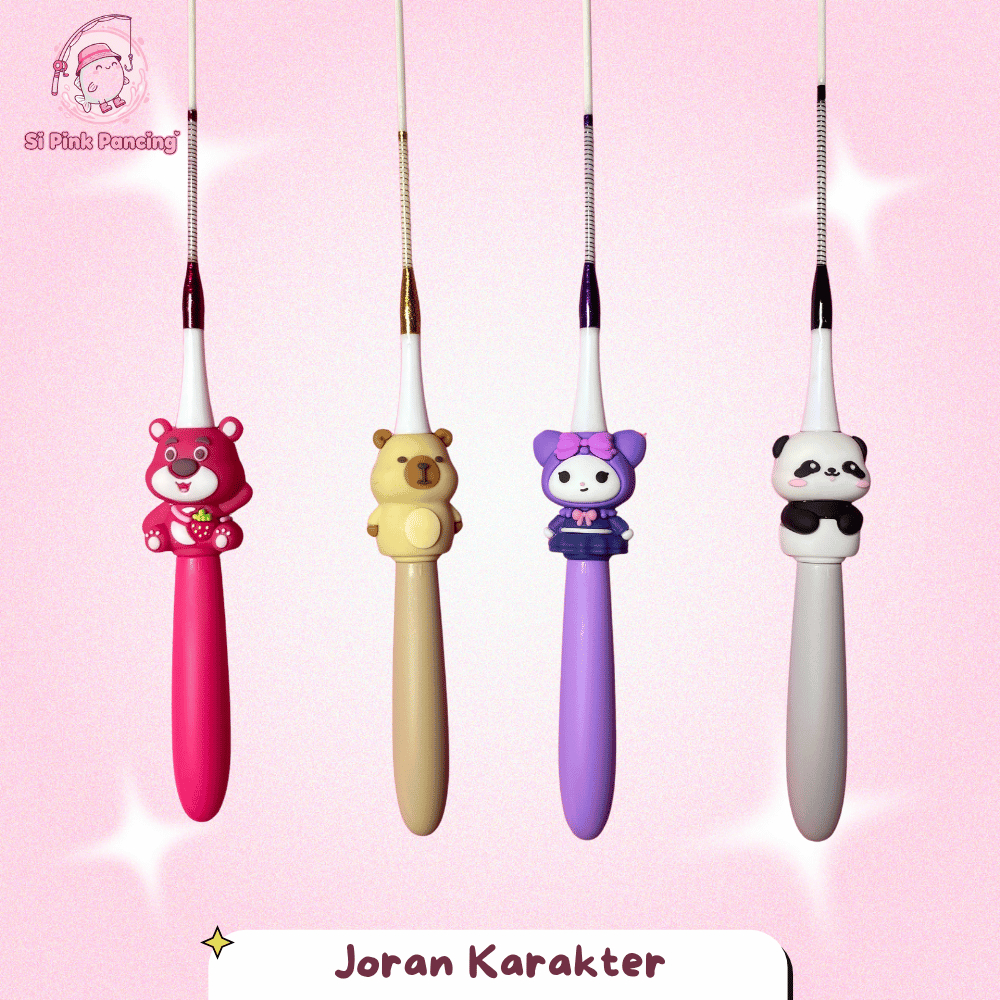 (New Character) JORAN SAJA Si Pink Pancing (K02) Joran Microfishing Karakter Costum Lucu Pink Fungsi