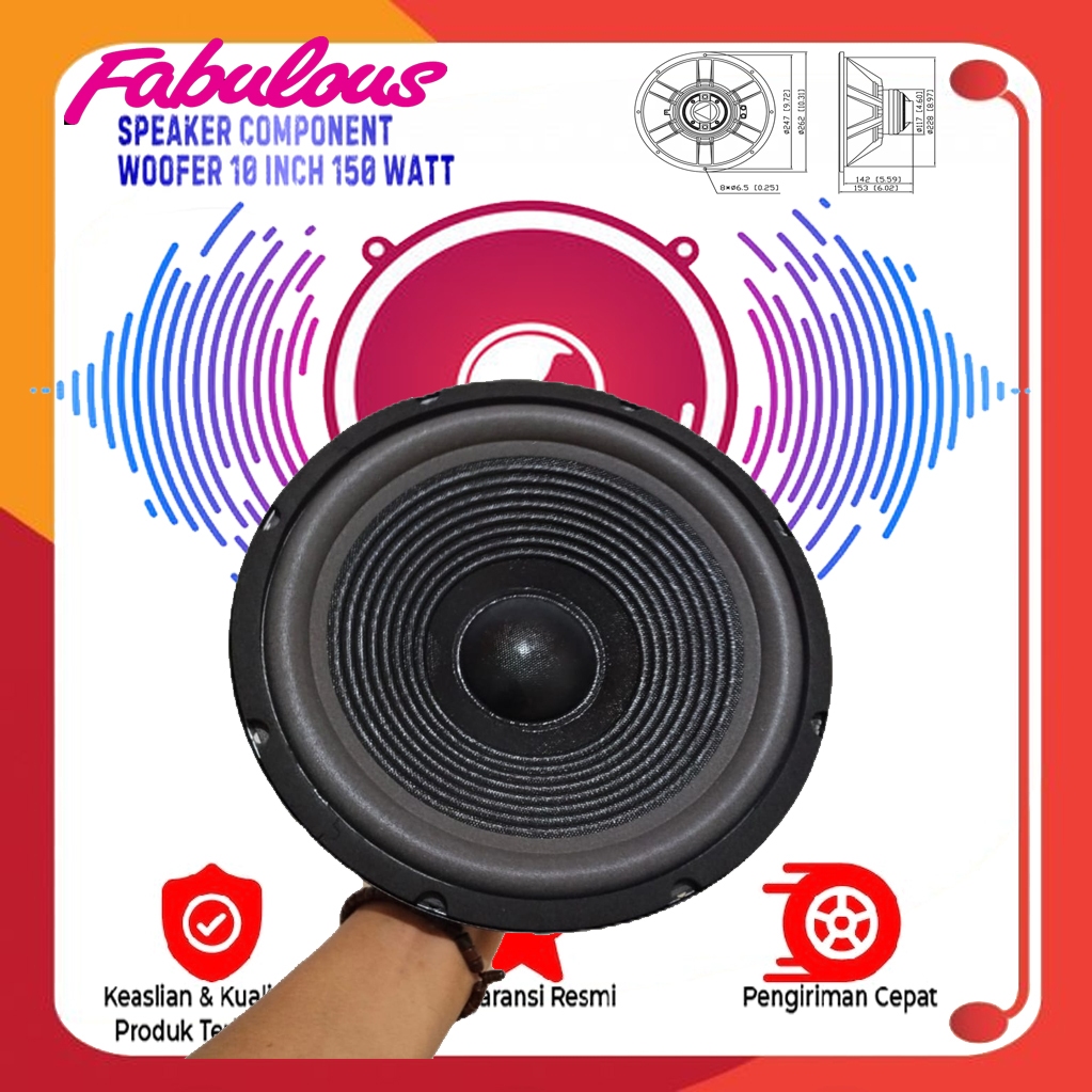 Subwoofer Speaker 10 Inch Fabulous FS-1003 Power 150 Watt