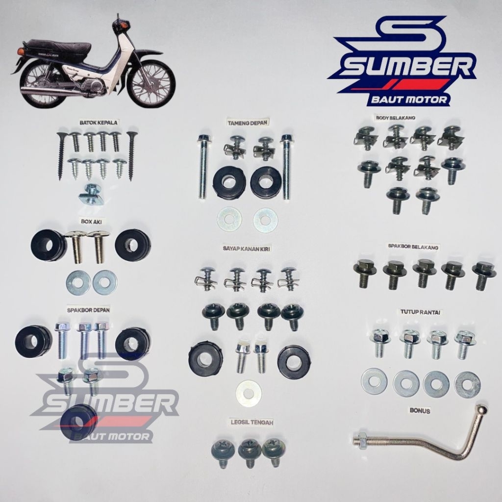 Baut yamaha alfa full body termasuk karet / baut full body yamaha alfa terlengkap