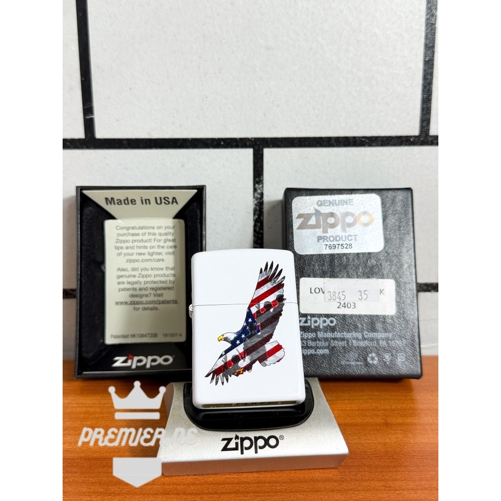 Zippo Eagle Usa Flag 29418 Original With Seal Orange