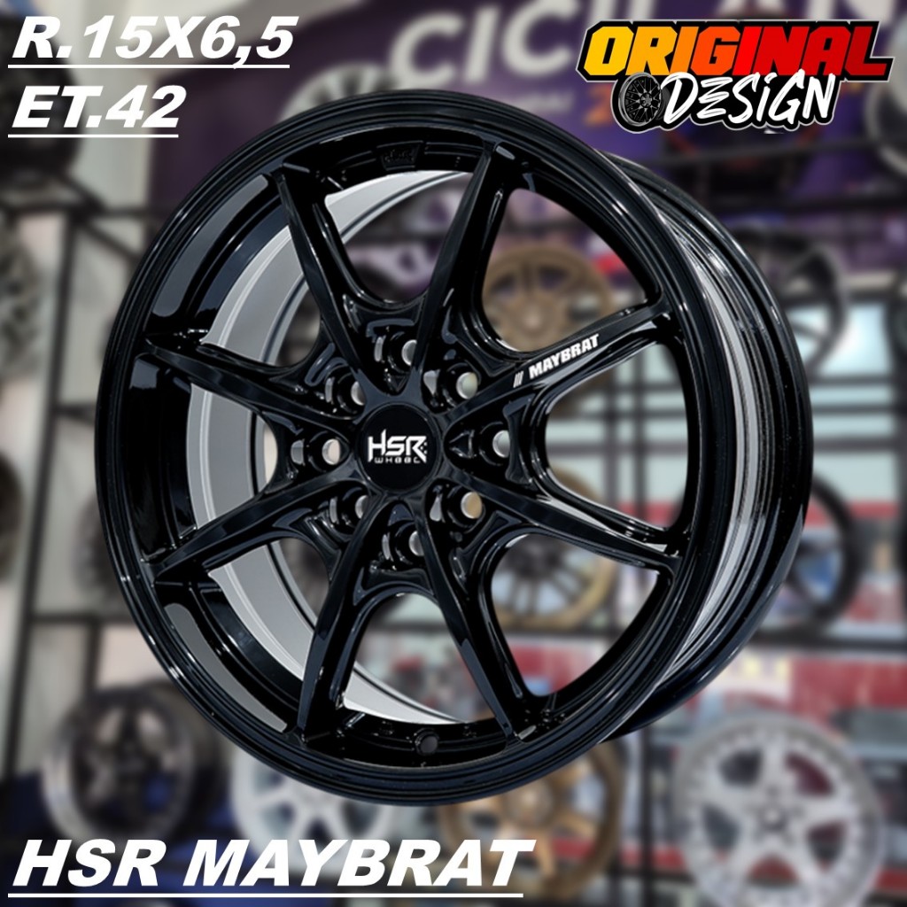 Pelek Mobil BRIO, AYLA, AVANZA, Ring 15 Warna Hitam HSR MAYBRAT R15 Lebar 6,5