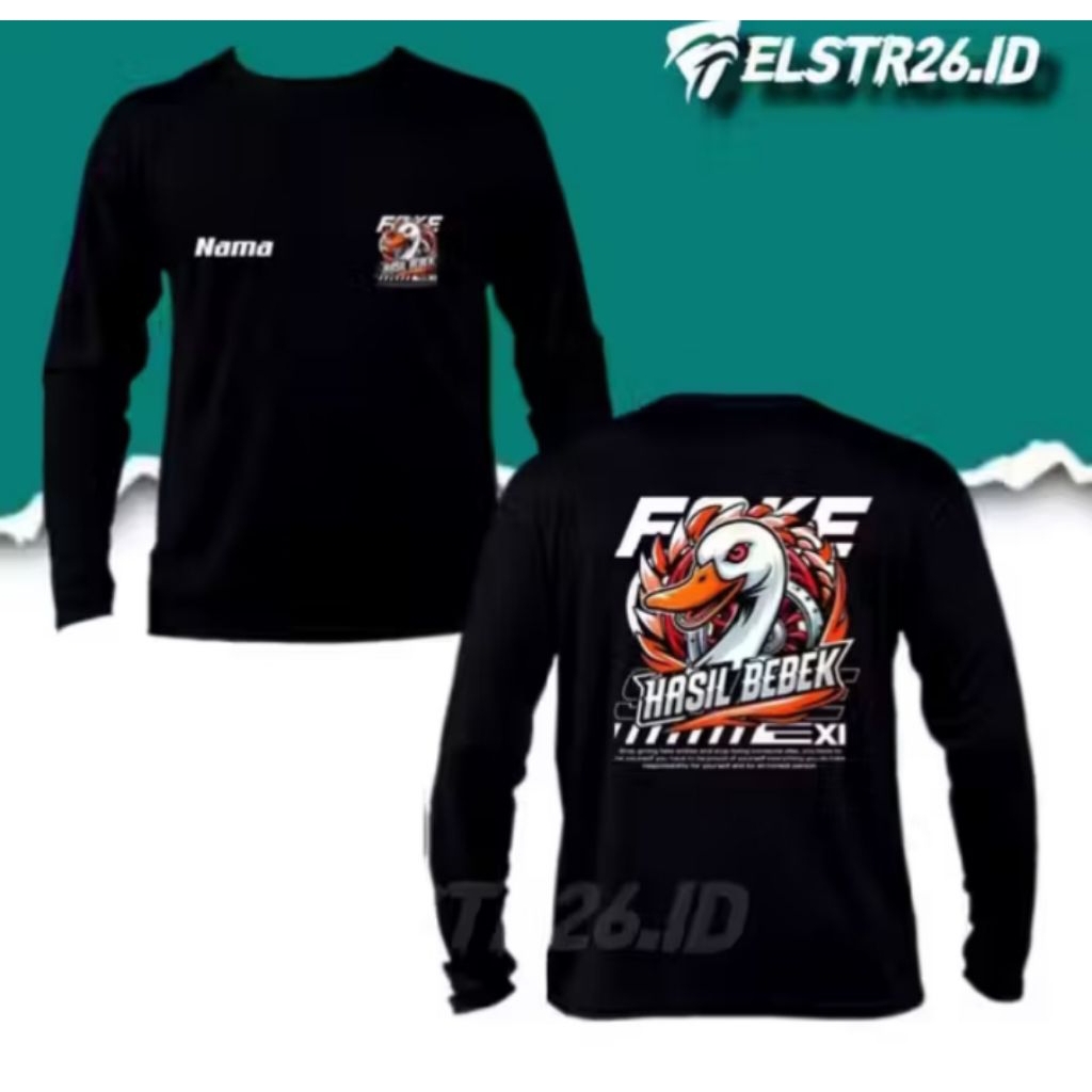 Kaos Lengan Panjang Hasil Bebek Free Nama Kaos Distro Unisex