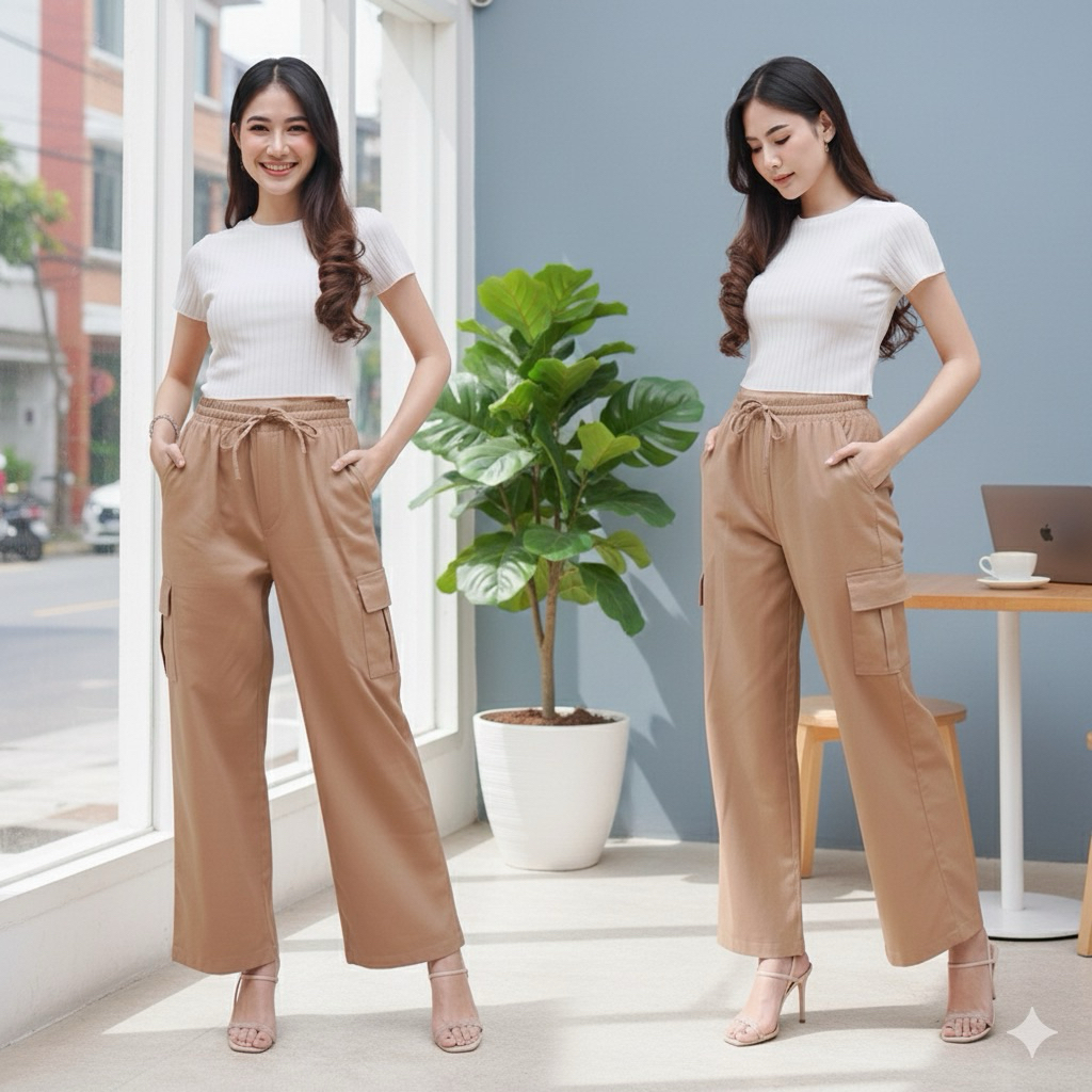BEST SELLER Celana Cargo Wanita Highwaist / Celana Panjang Premium Cargo / Celana Streetwear Wanita