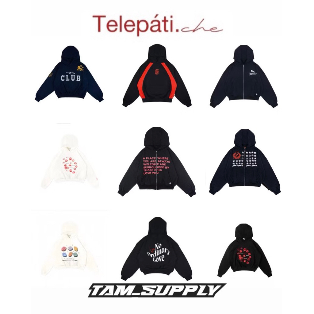 (TERMURAH ORIGINAL 100%) BOXY HOODIE TELEPATI | ZIP HOODIE TELEPATI | TELEPATI KISS ME BLACK WHITE |