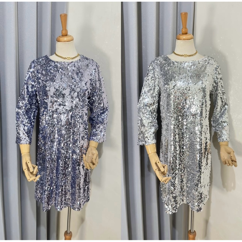 BN799 Silver & Blue Esmara Sequin Premium Dress