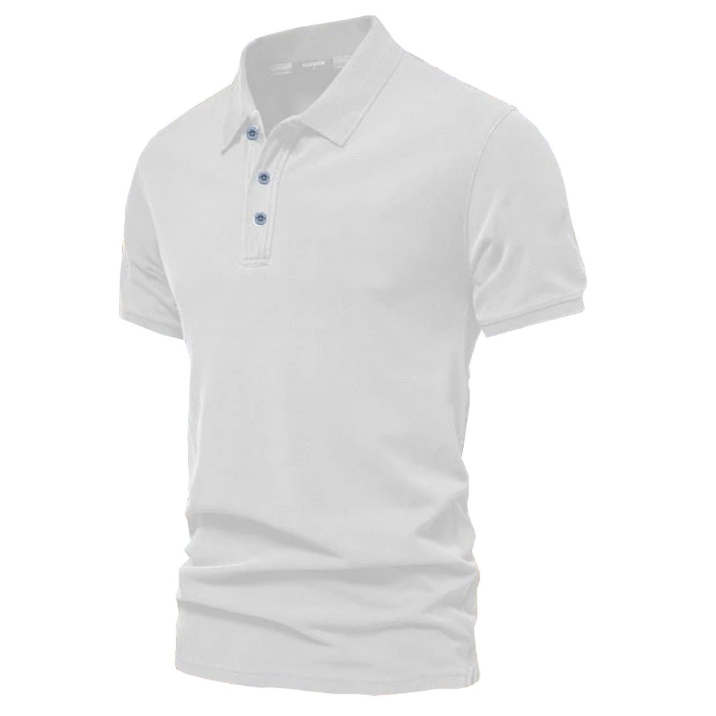 Polo Pendek Polos Terkeren T-Shirt Baju Santai Baju Kerja Baju Kerah Pria & Wanita Putih Premium Qua