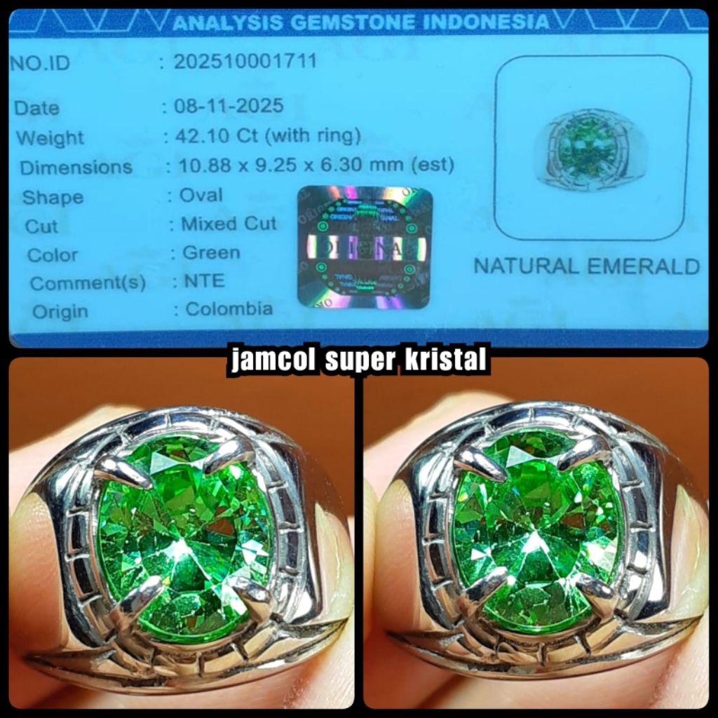 cincin batu jamrud colombia kelas kontes bos + memo lab