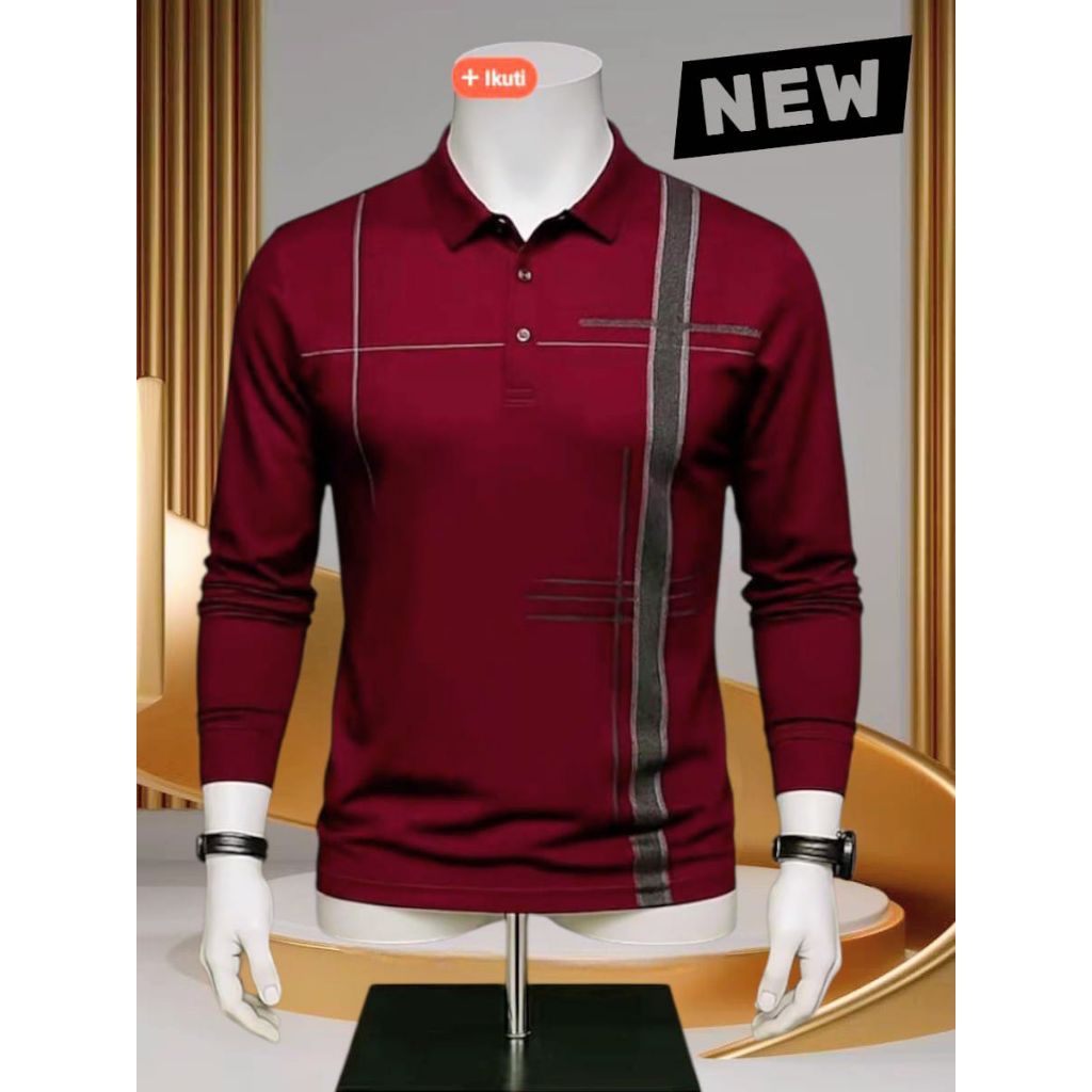 KAOS POLO PRIA MOTIF LENGAN PANJANG M - L - XL - XXL JUMBO | KAOS KEREN NEW SAVOS ORIGINAL RETRO