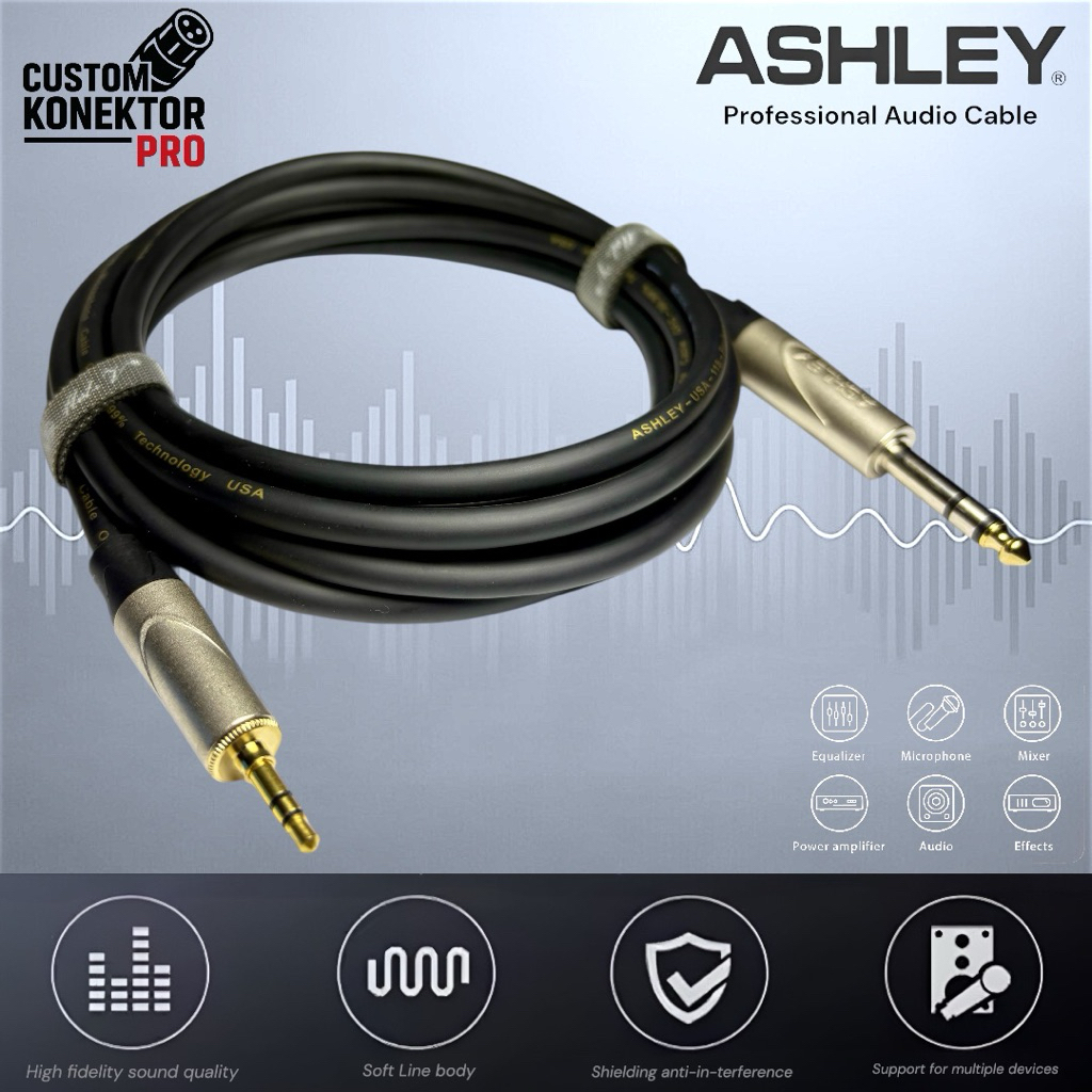 Kabel Ashley AKai STEREO 6,5 ke Jack AUX 3,5 stereo ORIGINAL KABEL Ashley full tembaga no nois Mixer