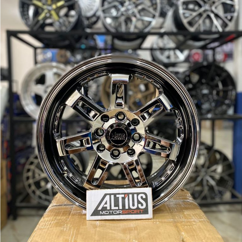 Pelek Racing HSR DAIMON Ring 15 BLACK CHROME Velg Mobil R15 Avanza Vios Kijang LGX Freed Veloz dll