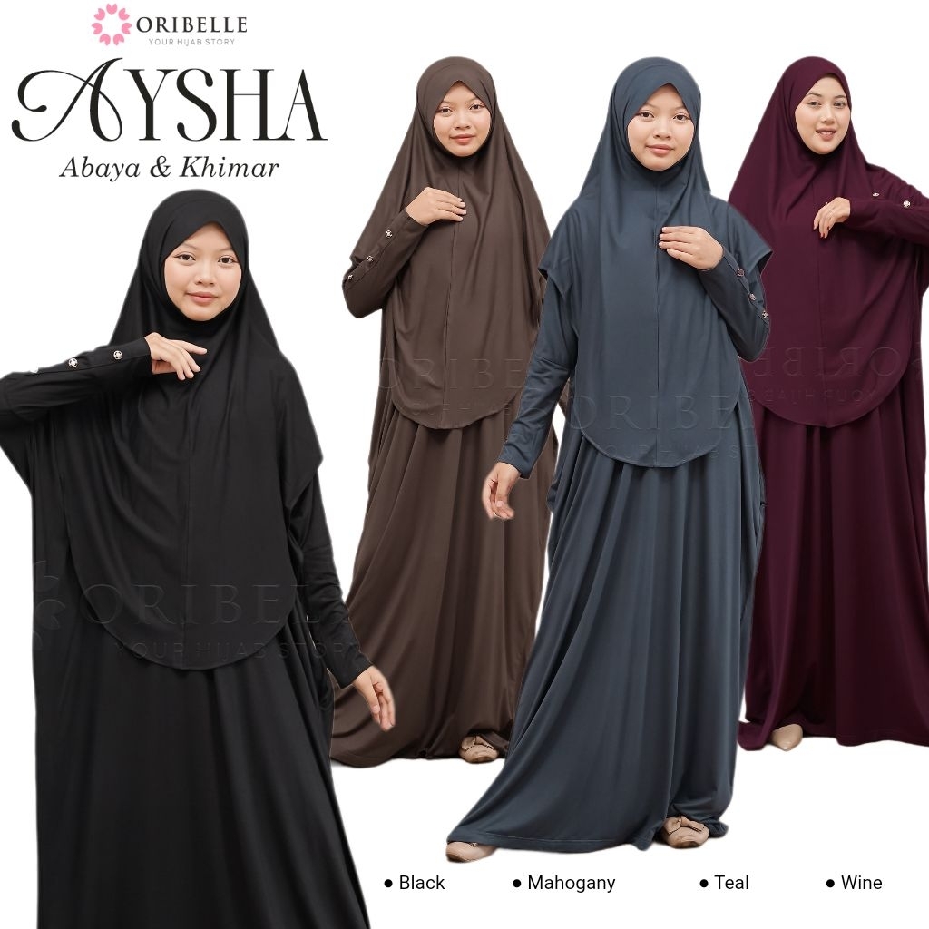 Oribelle Indonesia - AYSHA Abaya Batwing Set Khimar Instant Eid Series Baju Lebaran Gamis Ibu Anak