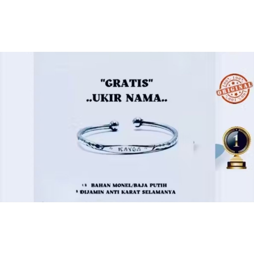 Gelang baby/ukir nama monel/baja putih anti karat gelang kesehatan