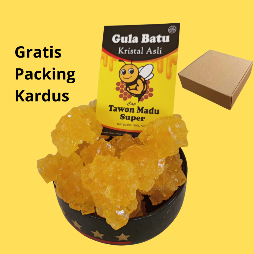 Gula Batu Kristal Kuning Asli Tawon Madu Super – Kemasan Higienis 1-6kg