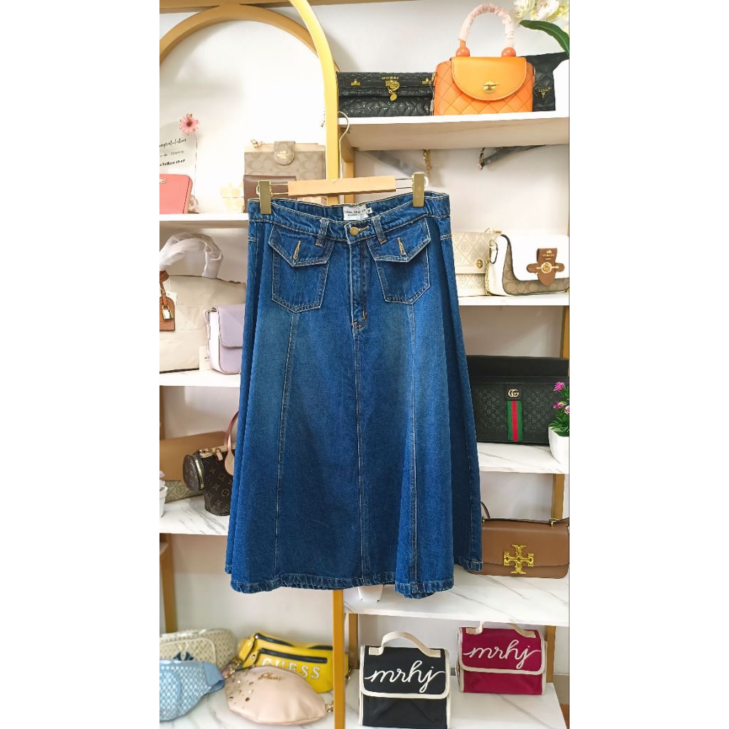 BAWAHAN ROK WANITA BKK MODEL A -LINE DENIM SKIRT