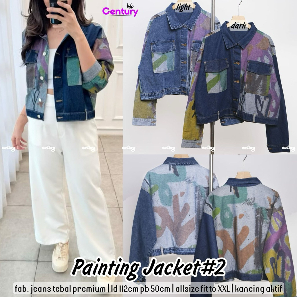 COD= NO CANCEL• Painting Jacket #2 by Century• Jacket Jeans Motif Best Seller