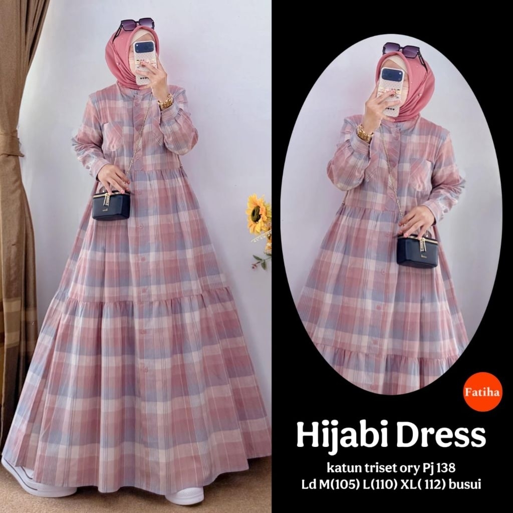 HIJABI GAMIS MOTIF KOTAK SALUR BY FATIHA HIJAB