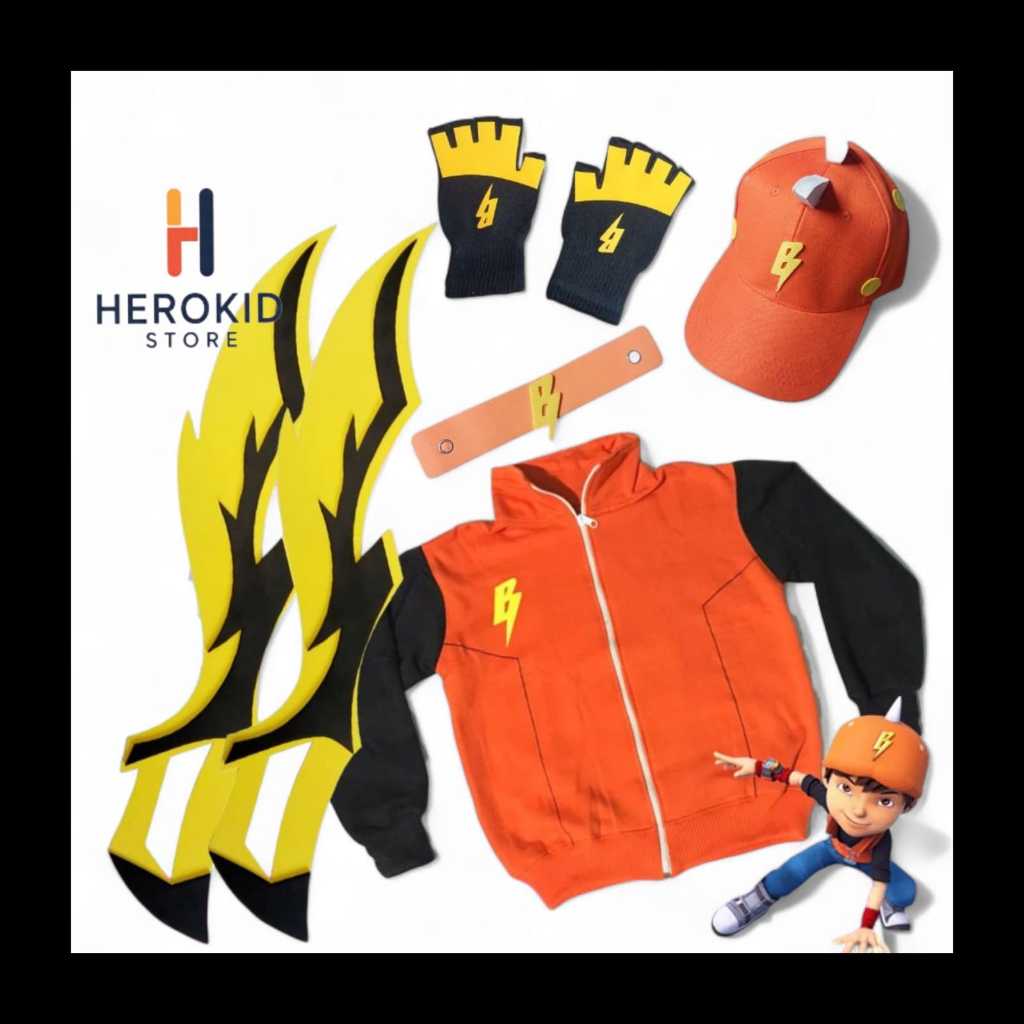 Jaket anak karakter boboiboy galaxy jaket anti panas anti hujan topi boboiboy galxy topi anak karakt