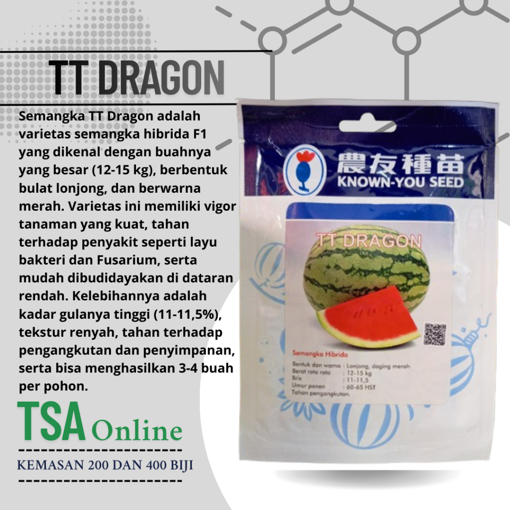 BENIH SEMANGKA MERAH MERONA TT DRAGON ISI 400 BIJI DAN JS PAMELA JAYA SEED ORIGINAL