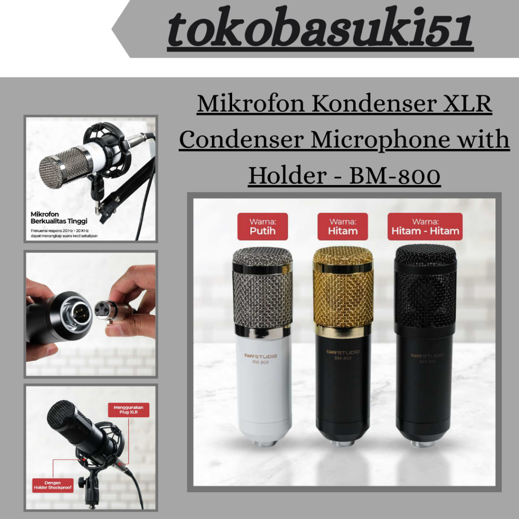 NEW PRODUK Mikrofon Kondenser XLR Condenser Microphone with Holder / Mikrofon berkualitas / Mikrofon