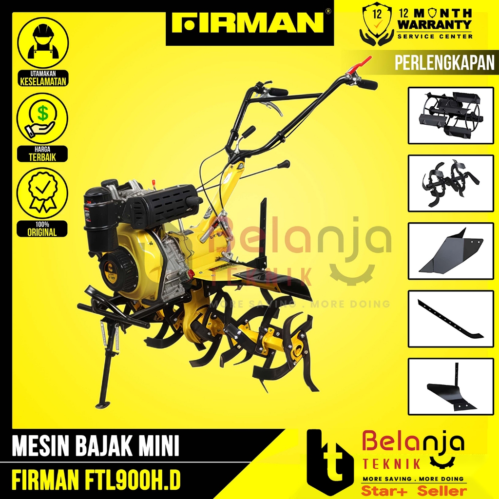 Mesin Traktor Diesel FIRMAN FTL900HD Cultivator Solar Tiller Mini Bajak Sawah Kebun FTL900 FTL 900 H