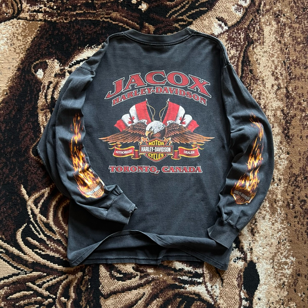 long sleeve tshirt harley davidson flame vintage
