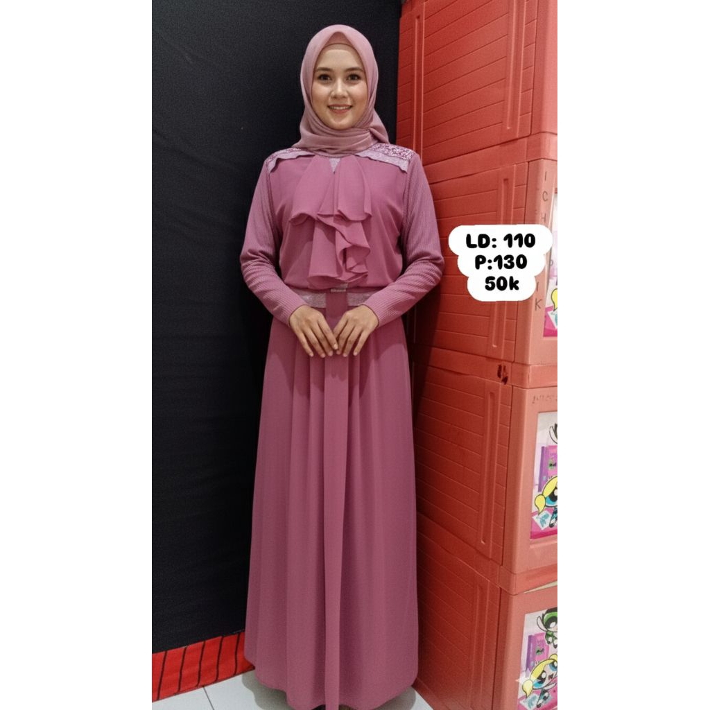 gamis ex butik cantik pink